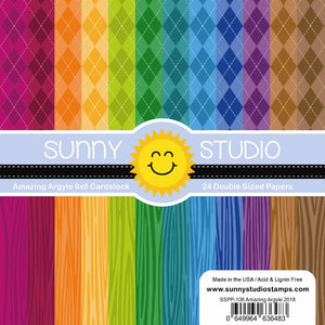 Sunny Studio Stamps Amazing Argyle & Jewel Tones Woodgrain 6x6 Patterned Paper Pack