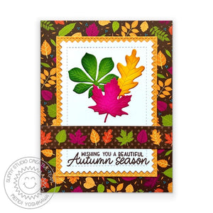 Sunny Studio Stamps Wishing You A Beautiful Autumn Season Fall Leaves Card (using Critter Country 6x6 Patterned Paper Pad)