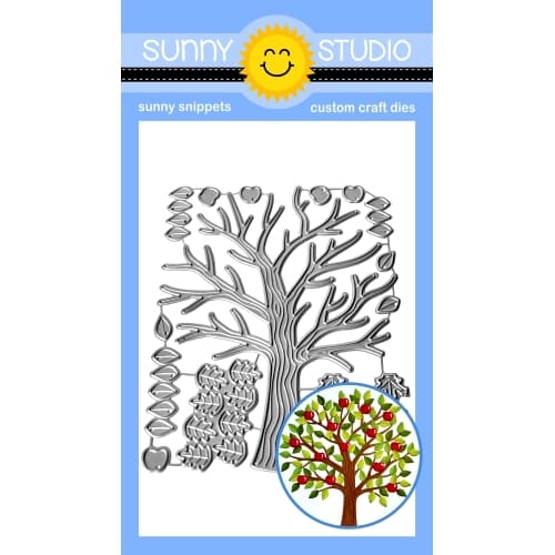 Sunny Studio Stamps Autumn Tree Trunk with Leaves and Apples Fall Metal Cutting Dies Set SSDIE-311