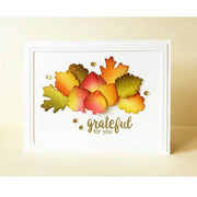 Sunny Studio Grateful For You Colorful Fall Leaves CAS Clean & Simple Card (using Autumn Splendor Clear Stamps & Dies)