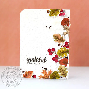 Sunny Studio Stamps Grateful For You Layered Fall Leaves Thank You Card (using Autumn Splendor Clear Layering Stamps)