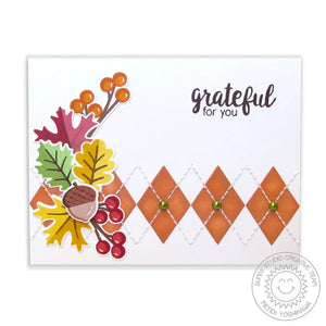 Sunny Studio Stamps Autumn Splendor Fall Leaves Argyle Card