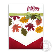 Sunny Studio Stamps Falling For You Fall Leaves Card with Scalloped Edge (using Fishtail Banner II Metal Cutting Dies)
