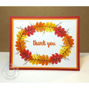 Sunny Studio Stamps Autumn Splendor Layered Fall Leaves Wreath Thank You Card