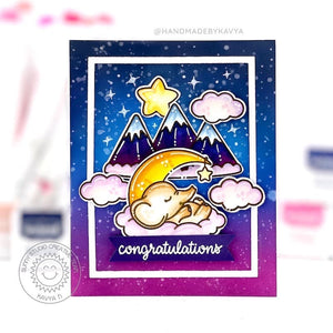 Sunny Studio Congratulations Elephant Sleeping in Clouds with Moon Baby Card (using Baby Elephants 4x6 Clear Stamps)