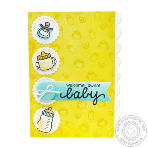 Sunny Studio Stamps Baby Bear Sippy Cup, Bottle & Pacifier Card