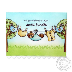 Sunny Studio Stamps Baby Bear Clothes line Card