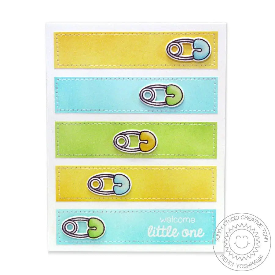 Sunny Studio Stamps Baby Bear Diaper Pin Card