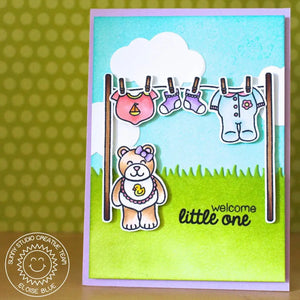 Sunny Studio Stamps Baby Bear Clothesline Card