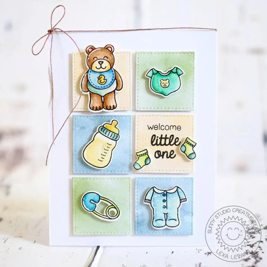 Sunny Studio Stamps Baby Bear Grid Style Card