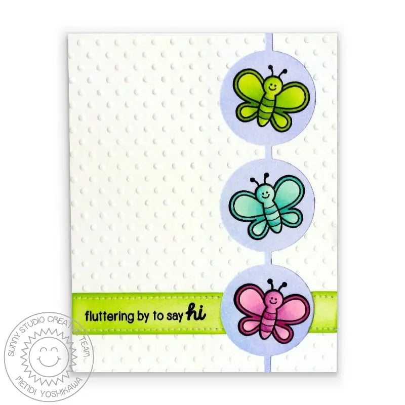 Sunny Studio Stamps Backyard Bugs Embossed Fluttering By To Say Hi Butterfly Card