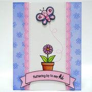 Sunny Studio Stamps Butterfly Card with Banner Sentiment & Stitched Scallop using Sunny Borders Metal Cutting Dies