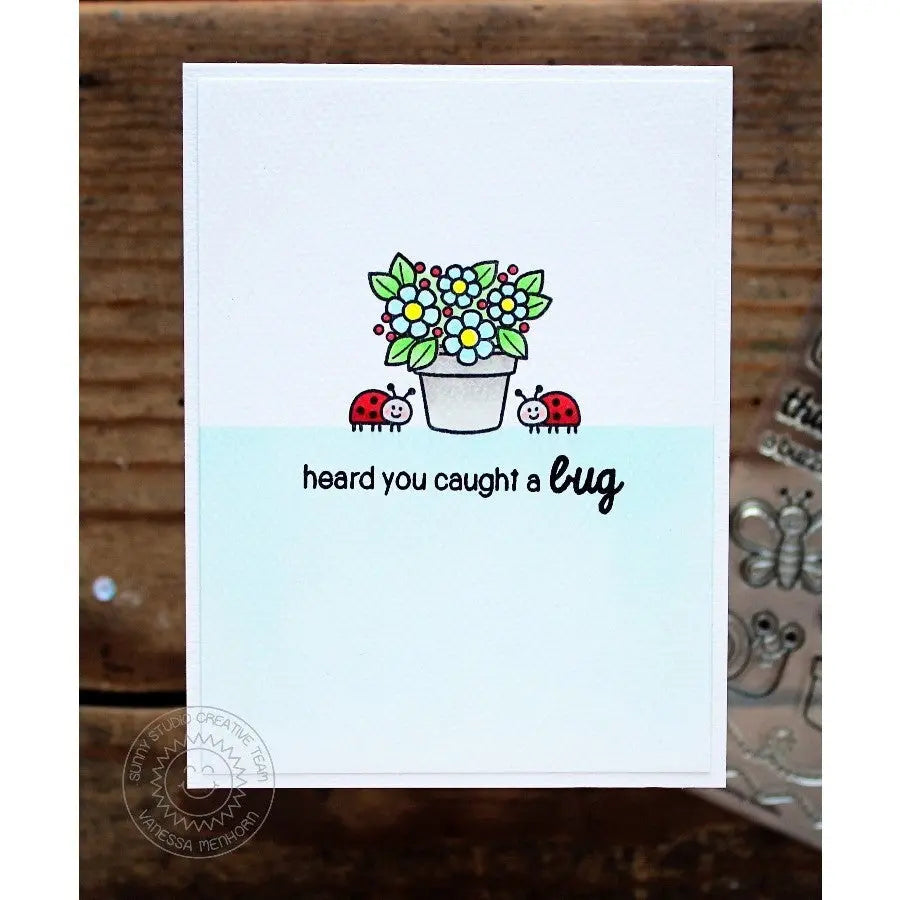 Sunny Studio Stamps Backyard Bugs Sorry to hear you caught a bug Card
