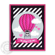 Sunny Studio Stamps Pink Polka-dot Hot Air Balloon Panda Graduation Card using Stitched Circle Small Metal Cutting Dies