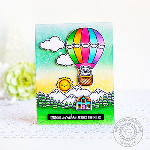 Sunny Studio Sending Smiles Across The Miles Rainbow Hot Air Balloon Handmade Card (using Balloon Rides 4x6 Clear Stamps)