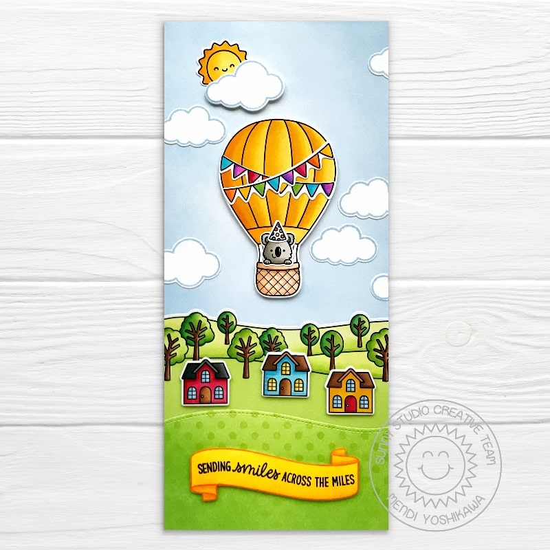 DTTBlue Flower hot air balloon letter mountain Clear stamps and