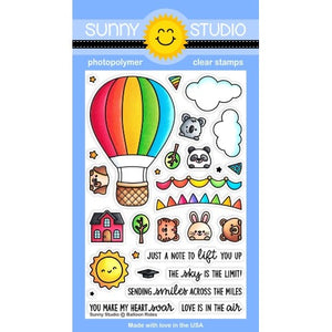 Sunny Studio Stamps Balloon Rides 4x6 Hot Air Balloon with Critters Clear Photopolymer Stamp Set