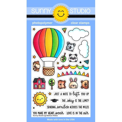 Sunny Studio Stamps Balloon Rides 4x6 Hot Air Balloon with Critters Clear Photopolymer Stamp Set