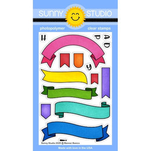 Sunny Studio Stamps Banner Basics Pennant & Scroll Style 4x6 Clear Photopolymer Stamp Set