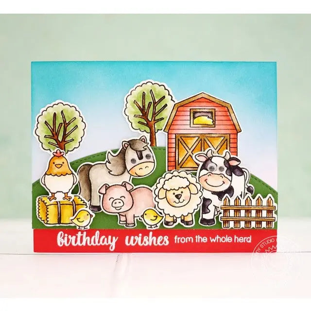 Sunny Studio Stamps Missing Ewe Sheep on the Farm Birthday Card
