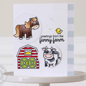 Sunny Studio Stamps Barnyard Buddies Greetings from the Funny Farm Circle window card