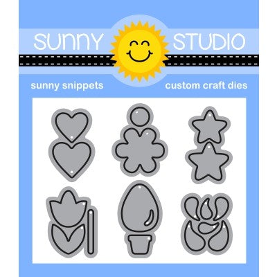 Sunny Studio Stamps Basic Mini Shape 3 Metal Cutting Dies Website Exclusive, including hearts, stars, posy flower, tulip, Christmas light bulb and water splash drip