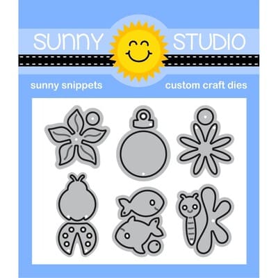 Sunny Studio Stamps Basic Mini Shape 4 Metal Cutting Dies Set (including poinsettia, ornament, daisy, ladybug, fish & dragonfly)