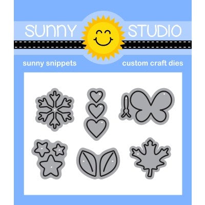 Sunny Studio Stamps Basic Mini Shape 2 Metal Cutting Dies including Snowflake, Hearts, Stars, Butterfly & Leaves