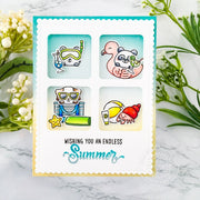 Sunny Studio Wishing You An Endless Summer Animals Summer Square Grid Card (using Beach Buddies Stamps)