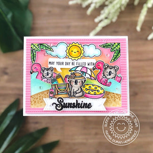 Sunny Studio May Your Day Be Filled with Sunshine Koalas & Flamingo Floaties Card (using Beach Buddies 4x6 Clear Stamps)