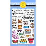 Sunny Studio Stamps Beach Buddies 4x6 Clear Photopolymer Rabbit, Bear, Tiger, Koala & Puppy Dog Summer Stamps SSCL-296