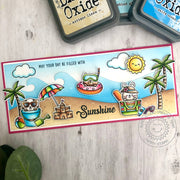 Sunny Studio May Your Day Be Filled With Sunshine Critters Playing in Sand & Waves Slimline Card using Beach Babies Stamps