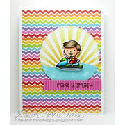 Sunny Studio Stamps Make A Splash Chevron Striped Summer Card using Rainbow Bright 6x6 Patterned Paper Pack
