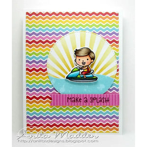 Sunny Studio Stamps Rainbow Bright Striped Beach Babies Card by Anita Madden
