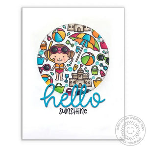 Sunny Studio Stamps Beach Baby Hello Sunshine Sandcastle Circle Window Summer Card