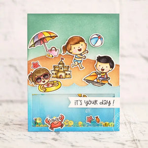 Sunny Studio Stamps Beach Babies Summer Sequin Shaker Card