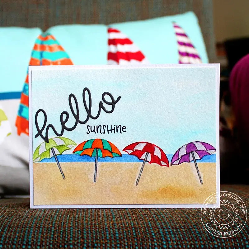 Sunny Studio Stamps Beach Babies Hello Sunshine Umbrella Card