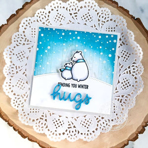 Sunny Studio Send You Winter Hugs Polar Bear Mom & Baby Holiday Card (using Bear Hugs 4x6 Clear Stamps)