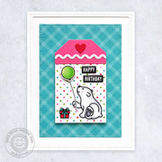 Sunny Studio Stamps Polar Bear with Balloon Gift Tag Birthday Card (using All Is Bright 6x6 Patterned Paper Pad)