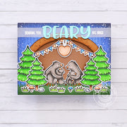 Sunny Studio Sending You Beary Big Hugs Punny Bear in Den with Baby Bears Card (using Seasonal Trees 4x6 Clear Stamps)
