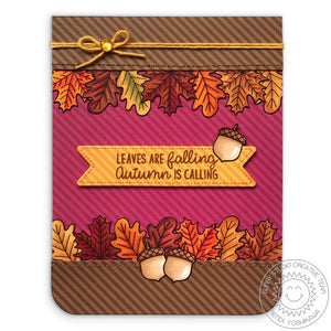 Sunny Studio Stamps Beautiful Autumn Fall Leaves Striped Acorn Card