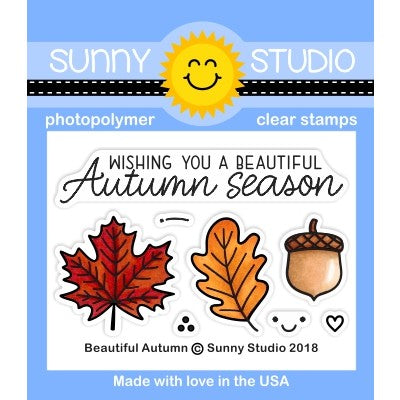 Sunny Studio Stamps Beautiful Autumn Fall Leaves & Acorn 2x3 Photopolymer Stamp Set