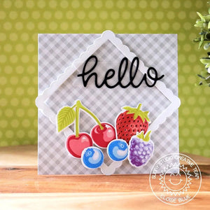 Sunny Studio Stamps Strawberries, Cherries & Blueberries Hello Card featuring Berry Bliss Set