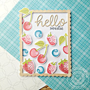 Sunny Studio Stamps Berry Bliss Cherries, Blueberries, Raspberries and Strawberries Pastel Card by Franci