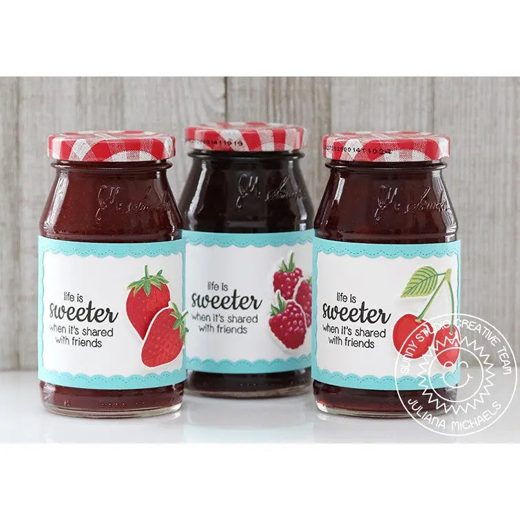Sunny Studio Stamps Strawberry, Cherry and Raspberry Homemade Jam Preserves Labels