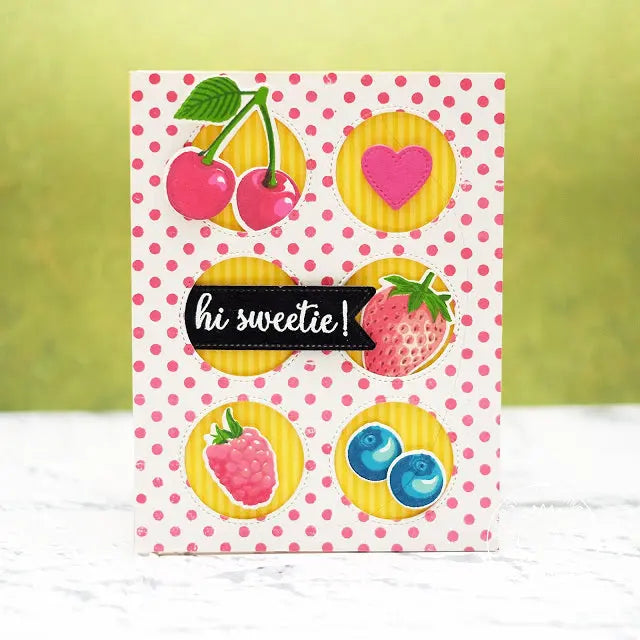 Sunny Studio Stamps Background Basics Pink Polka-dot Fruit Card
