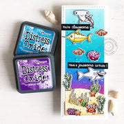 Sunny Studio Stamps You're Clawsome Crab, Fish & Shark Ocean Themed Slimline Handmade Punny Birthday Card (using Best Fishes 4x6 Clear Photopolymer Stamp Set)