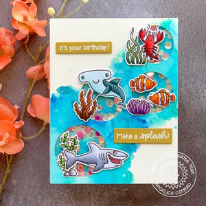 Sunny Studio Stamps Best Fishes Under The Sea Watercolor Card (using Staggered Circle Dies for Windows)