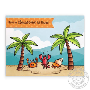 Sunny Studio Stamps Beach Themed Lobster & Hermit Crab Card (using Palm Tree from Seaonal Trees Stamp Set)