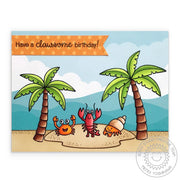 Sunny Studio Stamps Lobster & Hermit Crab "Clawsome" Card (using Summer Splash 6x6 Clouds & Waves Patterned Paper)